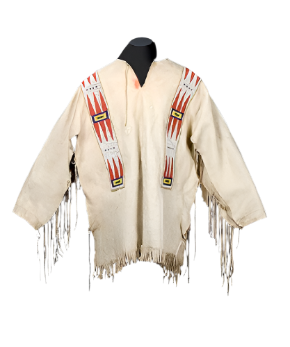 Old Native American Style Beige Leather Beaded Powwow War Shirt PWNS243