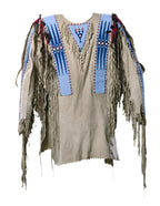 Old Native American Style Beige Buckskin Suede Beaded Powwow War Shirt PWNS265