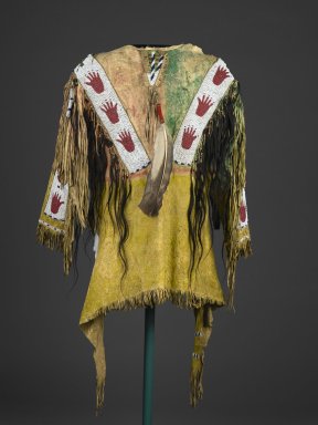 Old Style Buckskin Suede Hide Fringes Beaded Powwow Regalia War Shirt NA36
