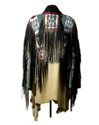 Old Style Buckskin Hide Fringes Beaded Powwow Regalia War Shirt NAL48