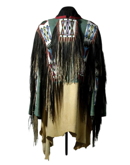 Old Style Buckskin Hide Fringes Beaded Powwow Regalia War Shirt NAL48