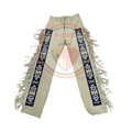 Native Men's Beige Buckskin Suede Fringe Beaded Pants NBP260