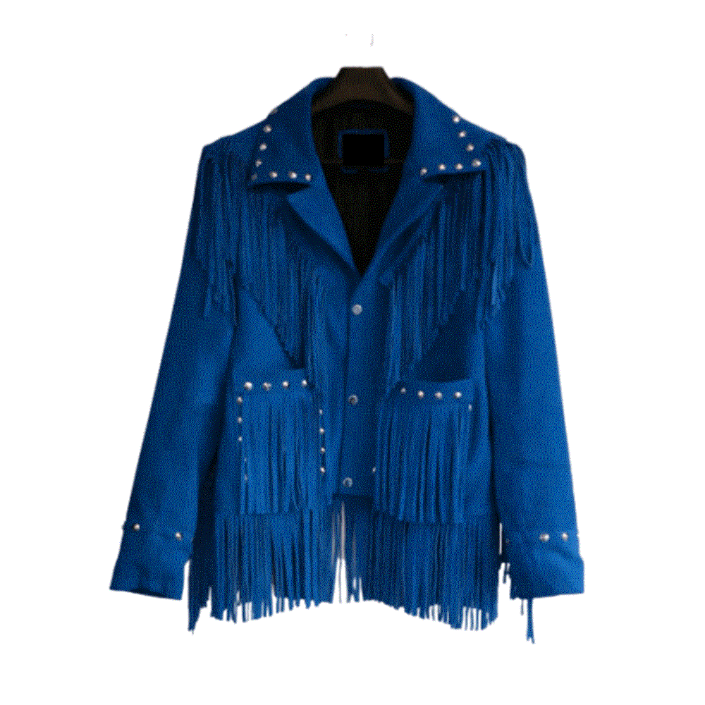 Western Red Suede Leather Fringe Cowgirl Jacket WWJ679