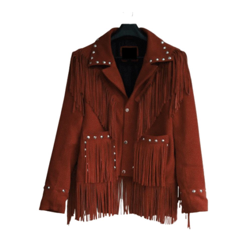 Western Red Suede Leather Fringe Cowgirl Jacket WWJ679
