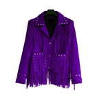 Western Red Suede Leather Fringe Cowgirl Jacket WWJ679