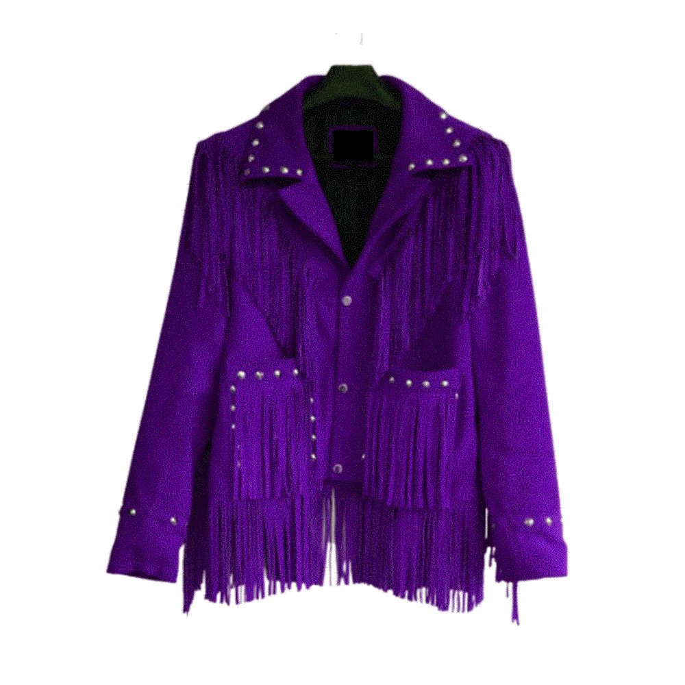Western Red Suede Leather Fringe Cowgirl Jacket WWJ679