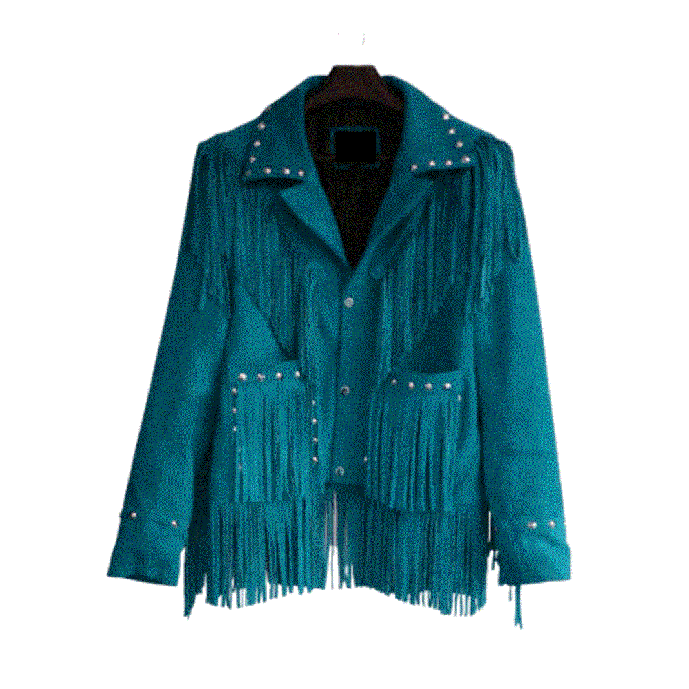 Western Red Suede Leather Fringe Cowgirl Jacket WWJ679