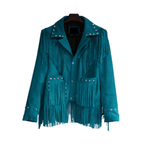 Western Red Suede Leather Fringe Cowgirl Jacket WWJ679