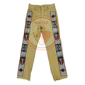 Native Men's Tan Buckskin Leather Beaded Pants Powwow Pant NLP348