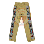 Native Men's Tan Buckskin Leather Beaded Pants Powwow Pant NLP348