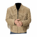 Men's Western Dark Brown Suede Leather Fringe Jacket MW1087